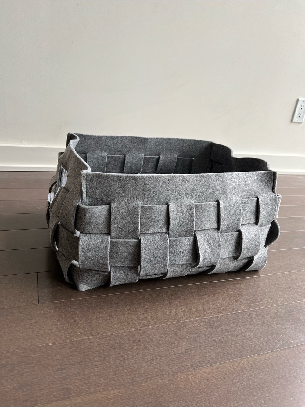 CB2 Gray Woven Felt Storage Bin